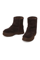 Woman Brown Thick-Soled Suede Teddy Boots | Derimod Woman Brown Thick-Soled Suede Teddy Boots | Derimod