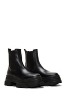 Women's Black Chunky Leather Chelsea Boots | Derimod Women's Black Chunky Leather Chelsea Boots | Derimod