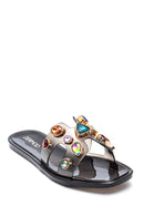 Women's Stone Detailed Casual Slippers | Derimod Women's Stone Detailed Casual Slippers | Derimod
