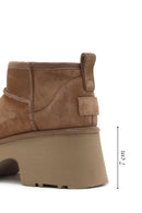 Women's Brown Thick Soled Suede Leather Teddy Boots | Derimod Women's Brown Thick Soled Suede Leather Teddy Boots | Derimod