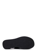 Woman Black Ankle-Buckle Wedge-Heel Leather Comfort Sandal | Derimod Woman Black Ankle-Buckle Wedge-Heel Leather Comfort Sandal | Derimod