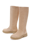 Women's Beige Suede Leather Boots | Derimod Women's Beige Suede Leather Boots | Derimod