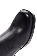 Women's Black Zippered Thick Heeled Leather Boots | Derimod Women's Black Zippered Thick Heeled Leather Boots | Derimod