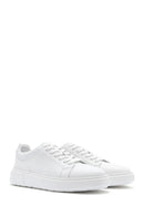 Erkek Beyaz Bağcıklı Deri Sneaker | Derimod Erkek Beyaz Bağcıklı Deri Sneaker | Derimod