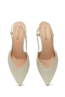 Women's Beige Open-Back Heeled Leather Shoes | Derimod Women's Beige Open-Back Heeled Leather Shoes | Derimod