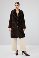Corvara Women's Brown Teddy Coat | Derimod Corvara Women's Brown Teddy Coat | Derimod