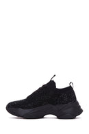 Women's Black Stone Thick Soled Sneaker | Derimod Women's Black Stone Thick Soled Sneaker | Derimod