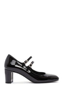 Women's Black Double Buckle Thick Heel Patent Leather Mary Jane Shoes | Derimod Women's Black Double Buckle Thick Heel Patent Leather Mary Jane Shoes | Derimod