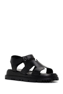 Kadın Siyah Deri Comfort Sandalet | Derimod Kadın Siyah Deri Comfort Sandalet | Derimod