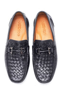 Erkek Siyah Deri Örgülü Casual Loafer | Derimod Erkek Siyah Deri Örgülü Casual Loafer | Derimod