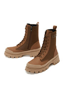 Women's Tan Zippered Leather Boots | Derimod Women's Tan Zippered Leather Boots | Derimod