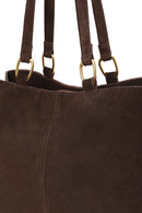 Woman Brown Suede Casual Bag | Derimod Woman Brown Suede Casual Bag | Derimod