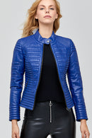 Newyork Women's Leather Jacket | Derimod Newyork Women's Leather Jacket | Derimod