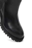 Women's Black Zippered Thick Heeled Leather Boot | Derimod Women's Black Zippered Thick Heeled Leather Boot | Derimod