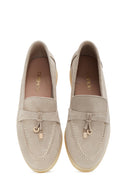 Women's Beige Suede Leather Masculine Loafer | Derimod Women's Beige Suede Leather Masculine Loafer | Derimod