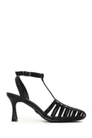 Woman Black Ankle-Buckle Open-Back Stiletto High Heel | Derimod Woman Black Ankle-Buckle Open-Back Stiletto High Heel | Derimod