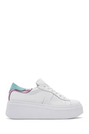 Kadın Beyaz Bağcıklı Kalın Tabanlı Deri Sneaker | Derimod Kadın Beyaz Bağcıklı Kalın Tabanlı Deri Sneaker | Derimod
