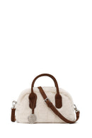 Woman Beige Long Strap Plush Teddy Shoulder Bag | Derimod Woman Beige Long Strap Plush Teddy Shoulder Bag | Derimod