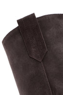 Women's Mink Short Heeled Suede Leather Boots | Derimod Women's Mink Short Heeled Suede Leather Boots | Derimod
