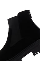 Women's Black Zippered Suede Leather Chelsea Boots | Derimod Women's Black Zippered Suede Leather Chelsea Boots | Derimod