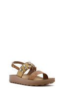 Women's Brown Thick Soled Stoned Sandals | Derimod Women's Brown Thick Soled Stoned Sandals | Derimod