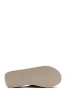 Women's Gray Wedge Heeled Suede Leather Slippers | Derimod Women's Gray Wedge Heeled Suede Leather Slippers | Derimod