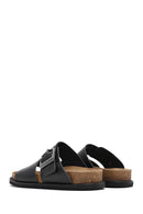 Women's Black Buckle Leather Slippers | Derimod Women's Black Buckle Leather Slippers | Derimod
