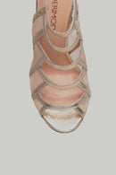Women's Leather Heeled Sandals with Tulle Detail | Derimod Women's Leather Heeled Sandals with Tulle Detail | Derimod