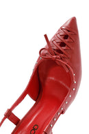 Women's Red Slingback High Thin Heel Leather Shoes | Derimod Women's Red Slingback High Thin Heel Leather Shoes | Derimod