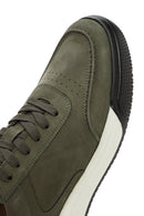 Male Green Lace-Up Nubuck Leather Sneaker | Derimod Male Green Lace-Up Nubuck Leather Sneaker | Derimod
