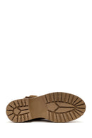 Women's Brown Zippered Suede Leather Combat Boots | Derimod Women's Brown Zippered Suede Leather Combat Boots | Derimod