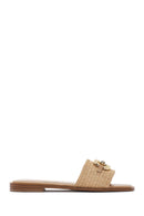 Women's Beige Straw Slippers | Derimod Women's Beige Straw Slippers | Derimod