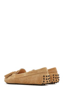 Women's Camel Tassel Suede Leather Loafer | Derimod Women's Camel Tassel Suede Leather Loafer | Derimod