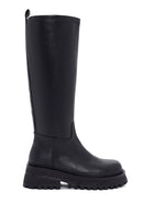 Women's Black Zippered Leather Boots | Derimod Women's Black Zippered Leather Boots | Derimod