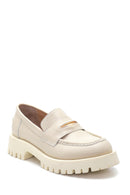 Women's Beige Leather Loafer | Derimod Women's Beige Leather Loafer | Derimod