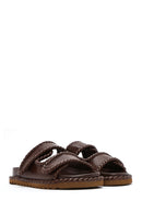 Women's Brown Strappy Slippers | Derimod Women's Brown Strappy Slippers | Derimod