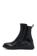 Woman Black Zippered Wedge Heeled Boots | Derimod Woman Black Zippered Wedge Heeled Boots | Derimod