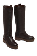Women's Brown Thick-Soled Leather Boot | Derimod Women's Brown Thick-Soled Leather Boot | Derimod