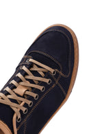 Men's Navy Blue Nubuck Leather Sneaker | Derimod Men's Navy Blue Nubuck Leather Sneaker | Derimod