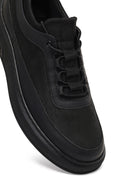 Erkek Siyah Bağcıklı Kalın Tabanlı Deri Sneaker | Derimod Erkek Siyah Bağcıklı Kalın Tabanlı Deri Sneaker | Derimod