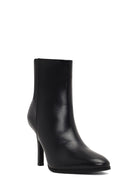 Women's Black Zippered High Thin Heel Leather Boot | Derimod Women's Black Zippered High Thin Heel Leather Boot | Derimod