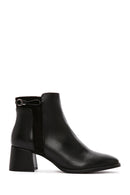 Women's Black Zipper Heeled Leather Boots | Derimod Women's Black Zipper Heeled Leather Boots | Derimod
