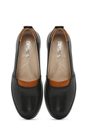 Women's Black Wedge Heel Leather Comfort Loafer | Derimod Women's Black Wedge Heel Leather Comfort Loafer | Derimod