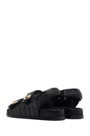 Women's Black Straw Sandals | Derimod Women's Black Straw Sandals | Derimod