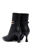 Woman Black Zippered Thin Heeled Boots | Derimod Woman Black Zippered Thin Heeled Boots | Derimod