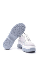 Women's Silver Detailed Suede Sneaker | Derimod Women's Silver Detailed Suede Sneaker | Derimod