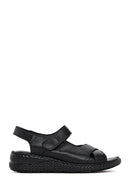 Kadın Siyah Bantlı Deri Comfort Sandalet | Derimod Kadın Siyah Bantlı Deri Comfort Sandalet | Derimod