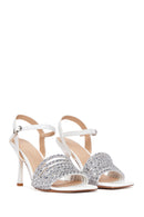 Women's White Stone Heeled Sandals | Derimod Women's White Stone Heeled Sandals | Derimod