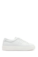 Men's White Lace-up Thick-Sole Leather Sneaker | Derimod Men's White Lace-up Thick-Sole Leather Sneaker | Derimod
