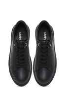Erkek Siyah Bağcıklı Deri Sneaker | Derimod Erkek Siyah Bağcıklı Deri Sneaker | Derimod